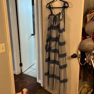 NWT perfectly Priscilla spaghetti strap dress in blue and white